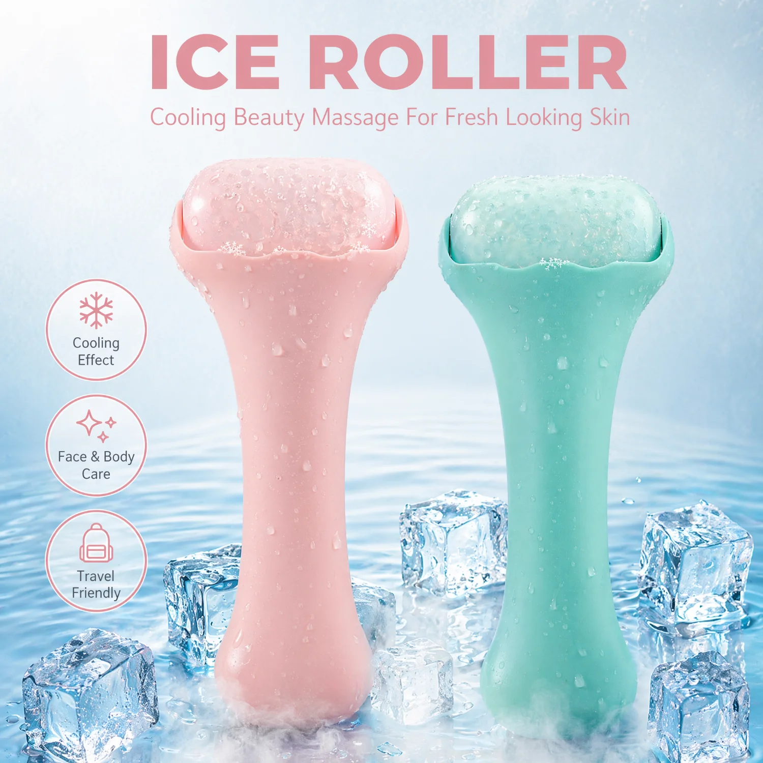 Ice Roller Face Cold - Rolo de Gelo Facial: Ferramenta de